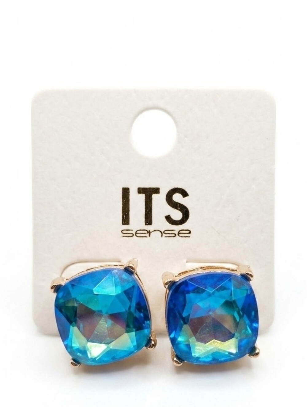ITS Sense Blue Crystal Stud Earrings NWT